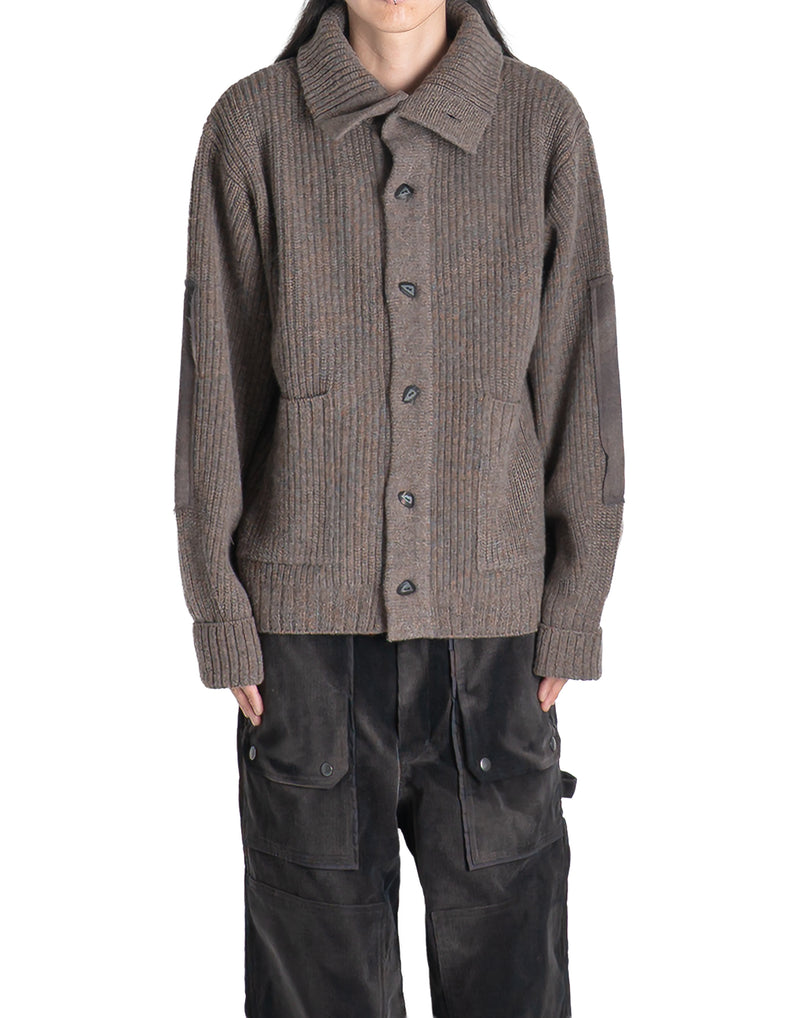 JiyongKim - SUN-BLEACHED WIDE COLLAR KNIT CARDIGAN - 082plus