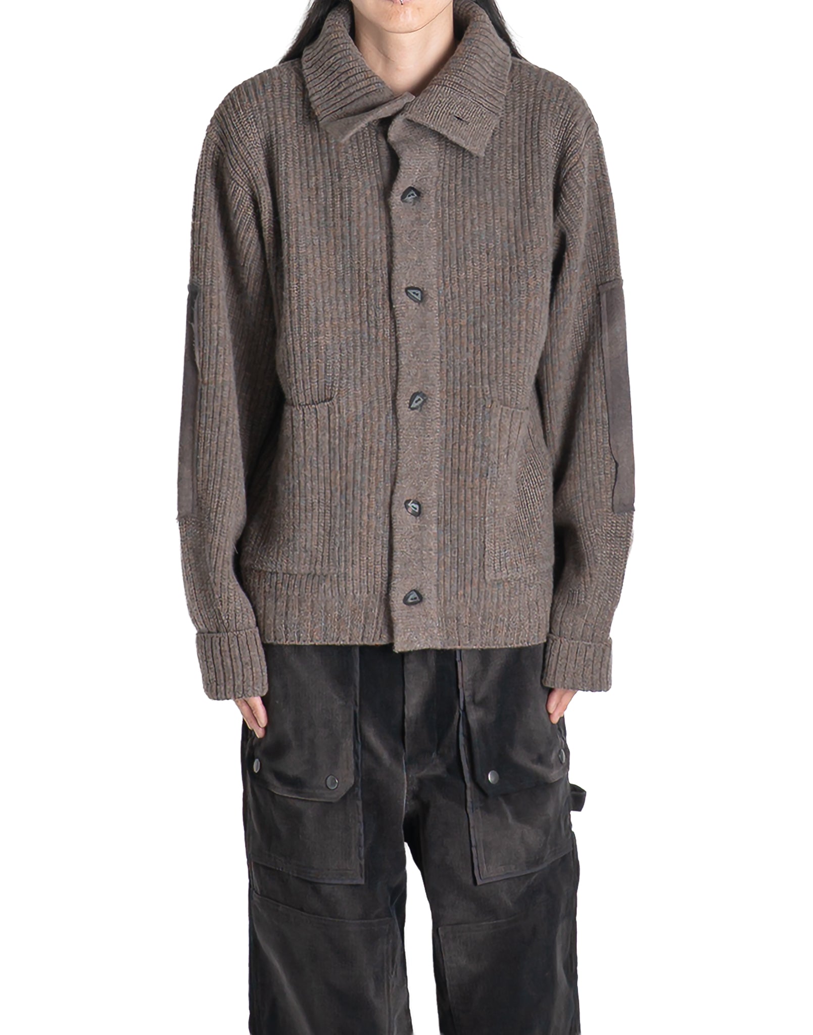 JiyongKim - SUN-BLEACHED WIDE COLLAR KNIT CARDIGAN - 082plus