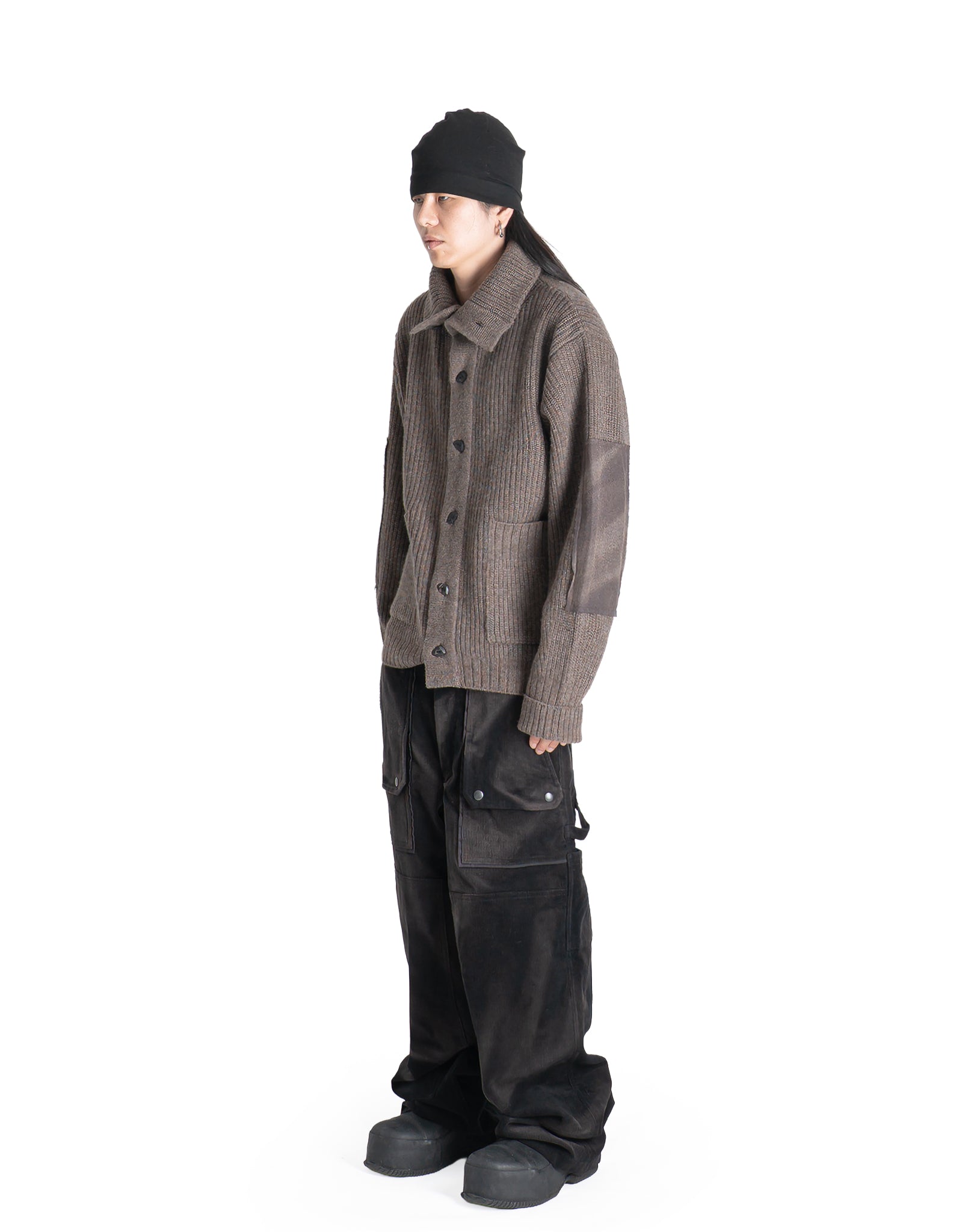 JiyongKim - SUN-BLEACHED WIDE COLLAR KNIT CARDIGAN - 082plus