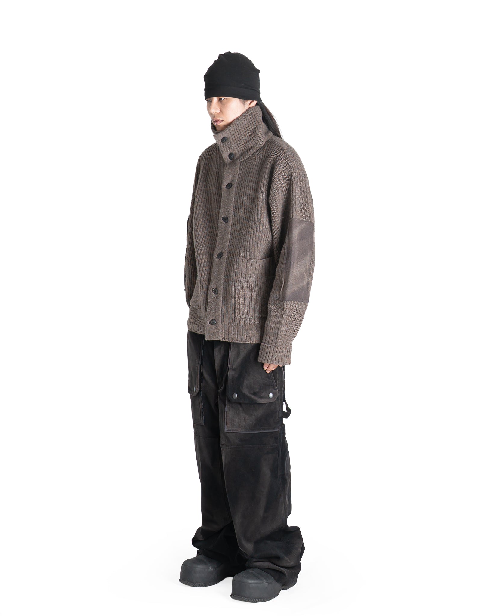 JiyongKim - SUN-BLEACHED WIDE COLLAR KNIT CARDIGAN - 082plus