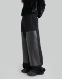 SWEAT WIDE PANTS WITH LEATHER PATCH