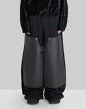 SWEAT WIDE PANTS WITH LEATHER PATCH - 082plus