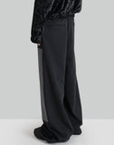 SWEAT WIDE PANTS WITH LEATHER PATCH - 082plus