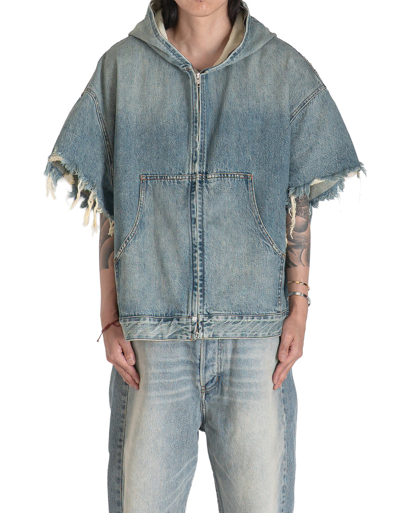 DINGYUN ZHANG - TN1 SHORT-SLEEVE DENIM HOODIE - 082plus