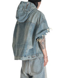 DINGYUN ZHANG - TN1 SHORT-SLEEVE DENIM HOODIE - 082plus