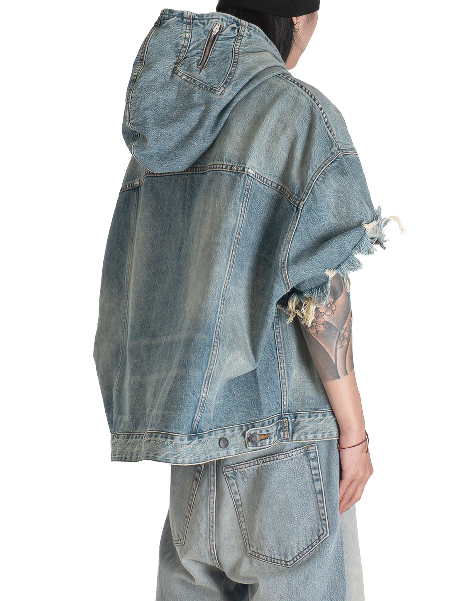 DINGYUN ZHANG - TN1 SHORT-SLEEVE DENIM HOODIE - 082plus