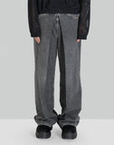 WASHED DENIM WIDE PANTS