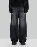 WASHED DENIM WIDE PANTS - 082plus