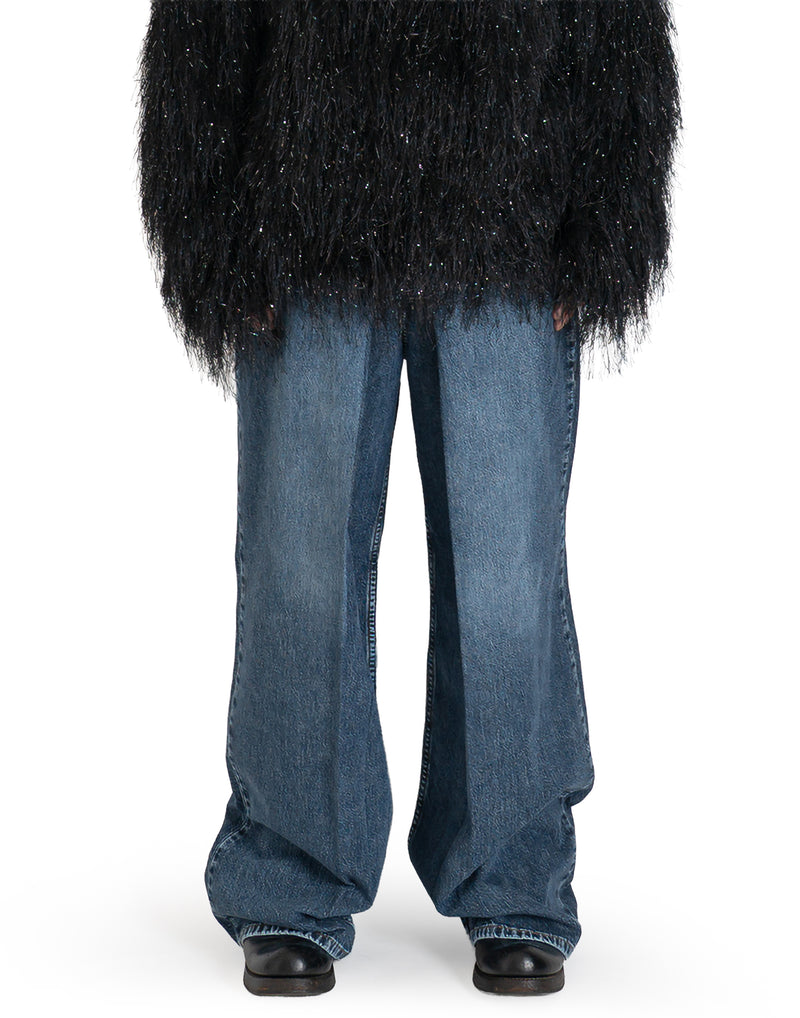 WASHED DENIM WIDE PANTS
