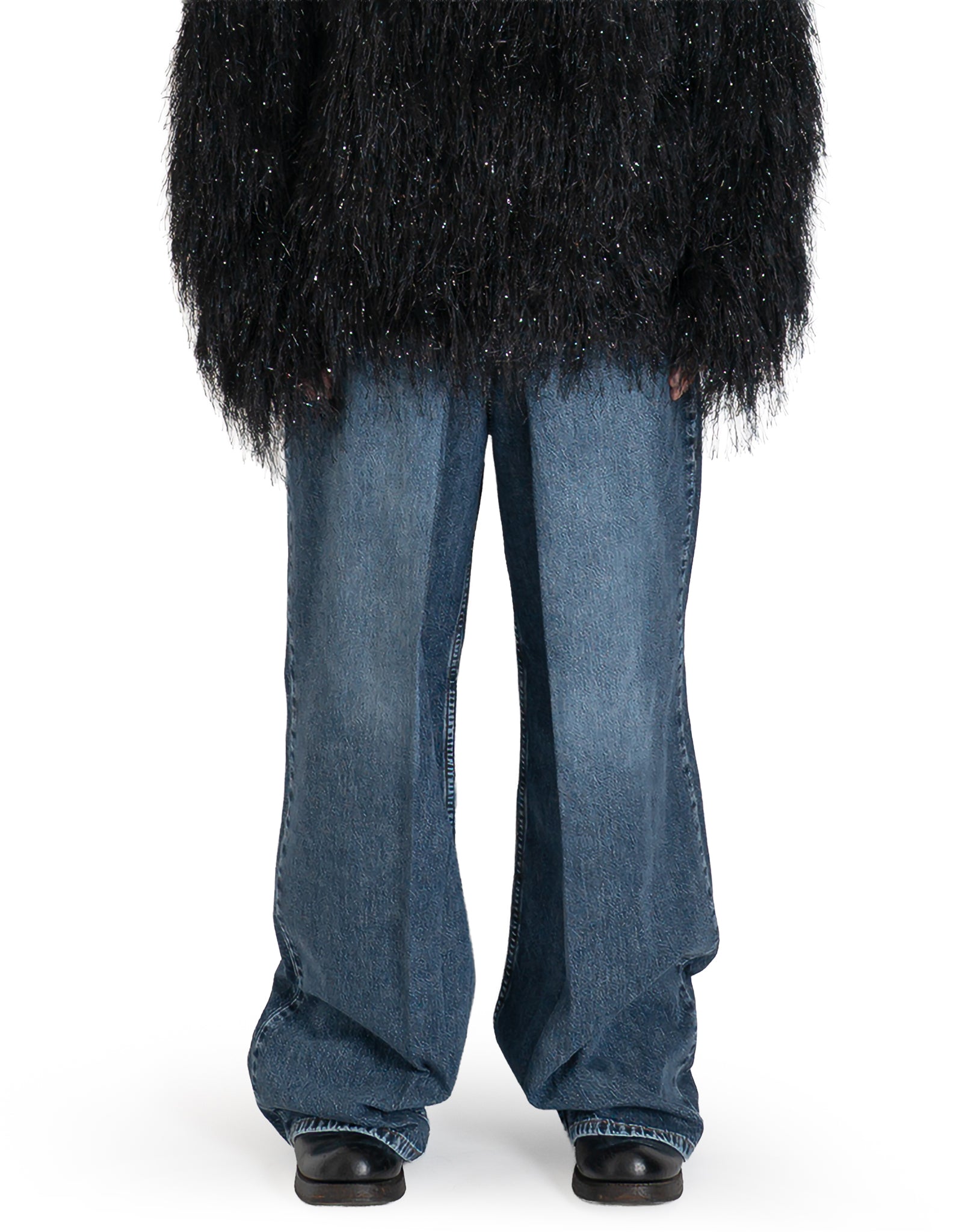 WASHED DENIM WIDE PANTS