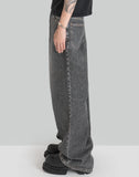 WASHED DENIM WIDE PANTS - 082plus