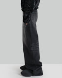 WASHED DENIM WIDE PANTS - 082plus