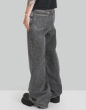 WASHED DENIM WIDE PANTS - 082plus