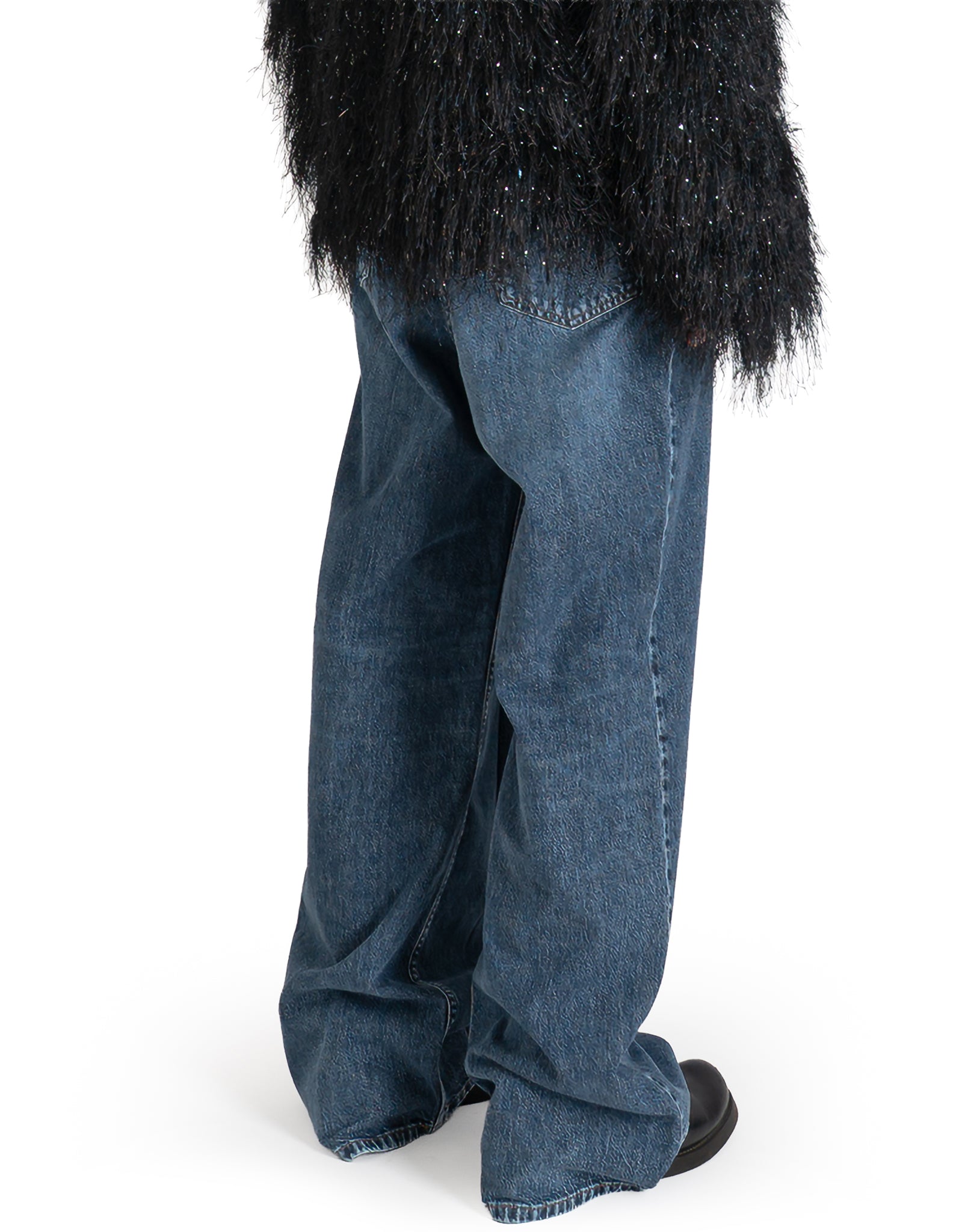 WASHED DENIM WIDE PANTS