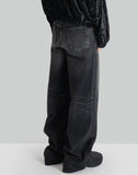 WASHED DENIM WIDE PANTS - 082plus