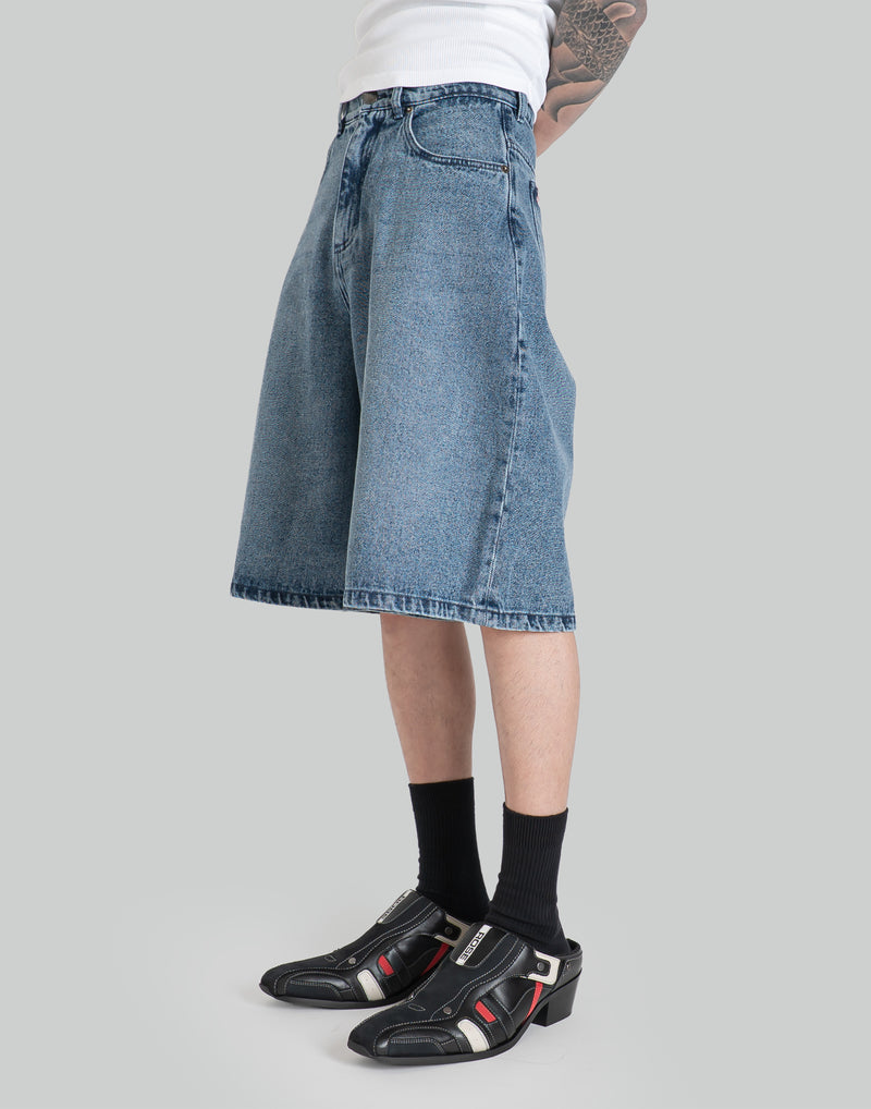 Charles Jeffrey LOVERBOY - WIDE DENIM SHORTS WITH CROCHET TRUMPET - 082plus