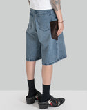 Charles Jeffrey LOVERBOY - WIDE DENIM SHORTS WITH CROCHET TRUMPET - 082plus