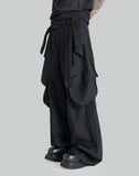 WIDE LEG BELTED DRAPE TROUSERS