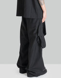 WIDE LEG BELTED DRAPE TROUSERS