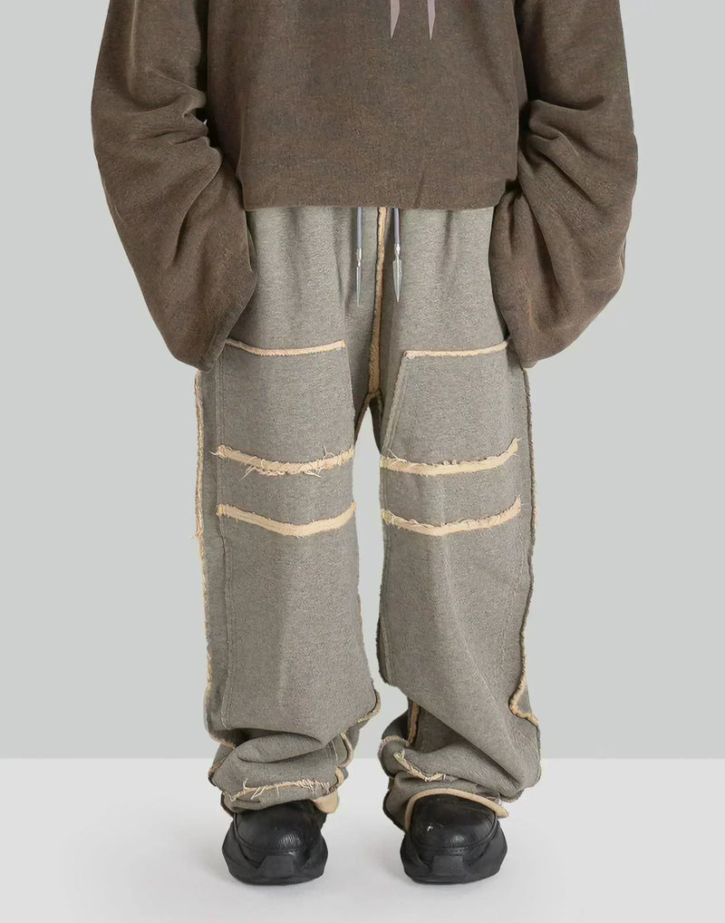 SANKUANZ - WIDE LEG WASHED RAW EDGE SWEATPANTS - 082plus