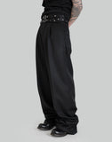 WOOL GABARDINE DOUBLE BELT TROUSERS