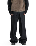 WOOL GABARDINE FOLDED WIDE TROUSERS