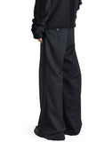 WOOL GABARDINE FOLDED WIDE TROUSERS