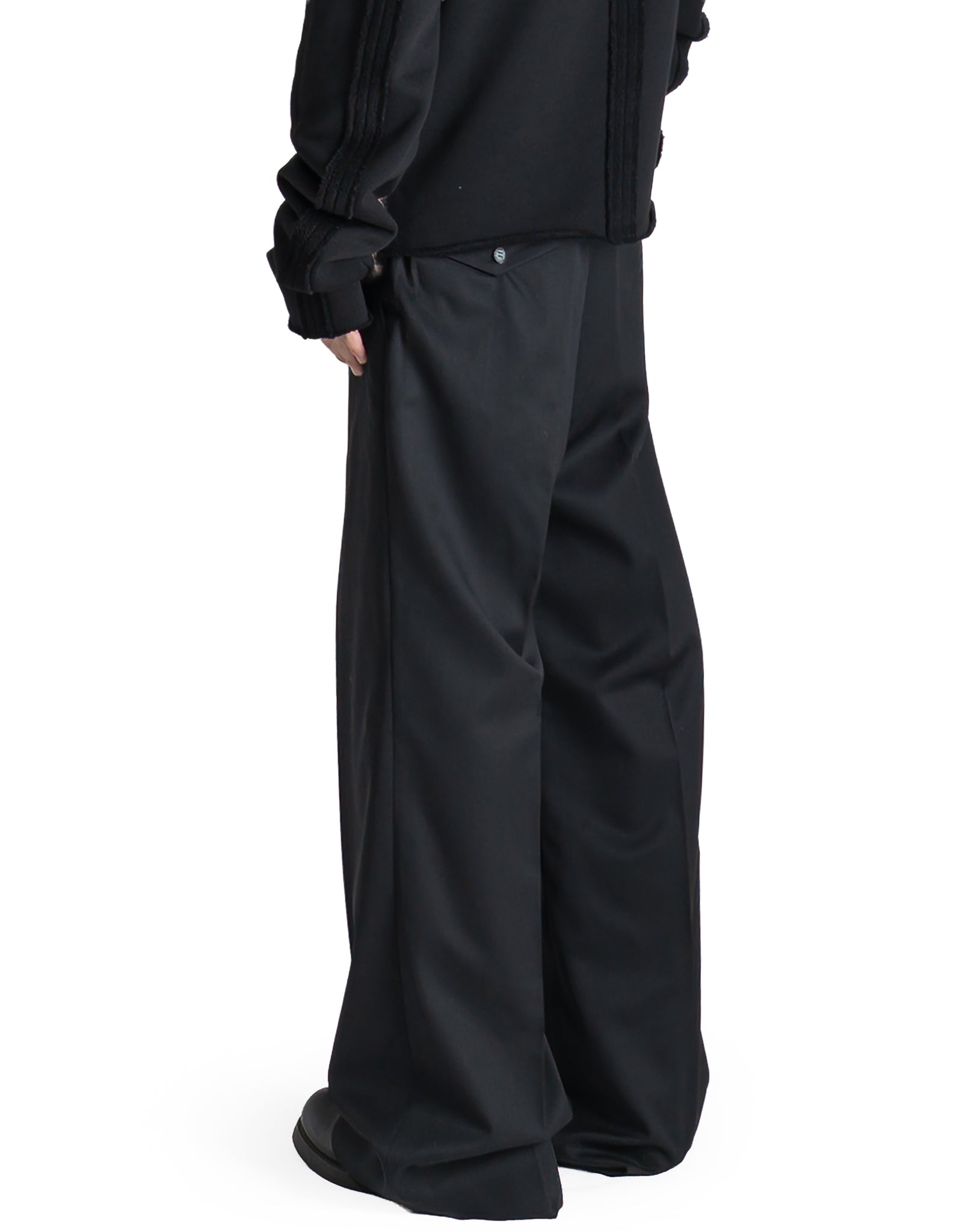WOOL GABARDINE FOLDED WIDE TROUSERS