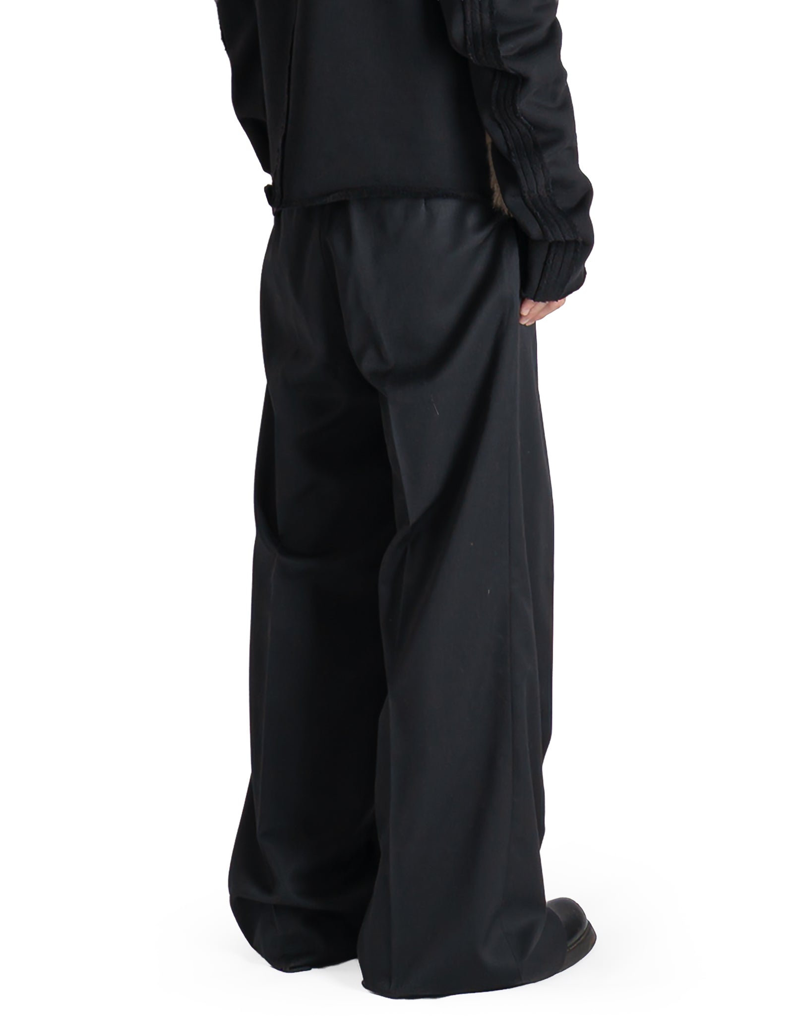 WOOL GABARDINE FOLDED WIDE TROUSERS