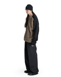 WOOL GABARDINE FOLDED WIDE TROUSERS
