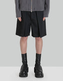 JOHN LAWRENCE SULLIVAN - WOOL GABARDINE TUCKED WIDE SHORTS - 082plus