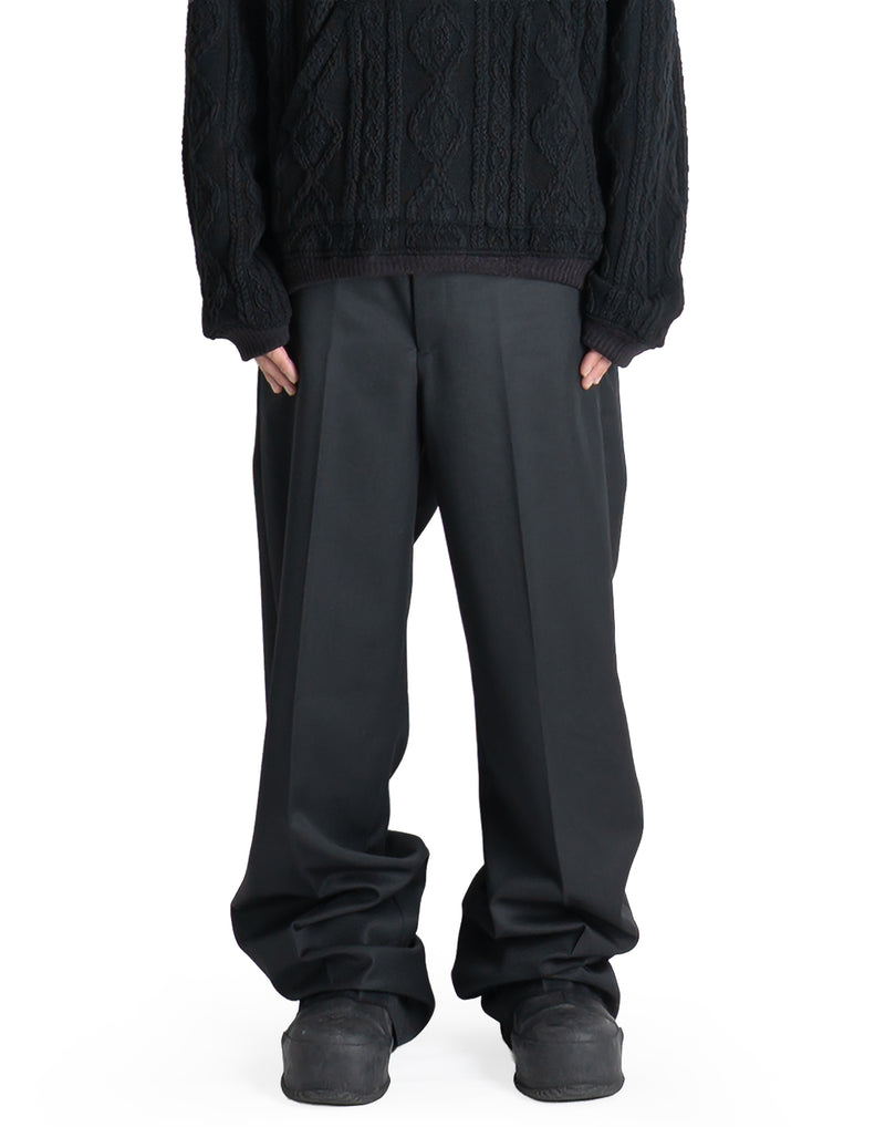 JOHN LAWRENCE SULLIVAN - WOOL GABARDINE WIDE TROUSERS - 082plus