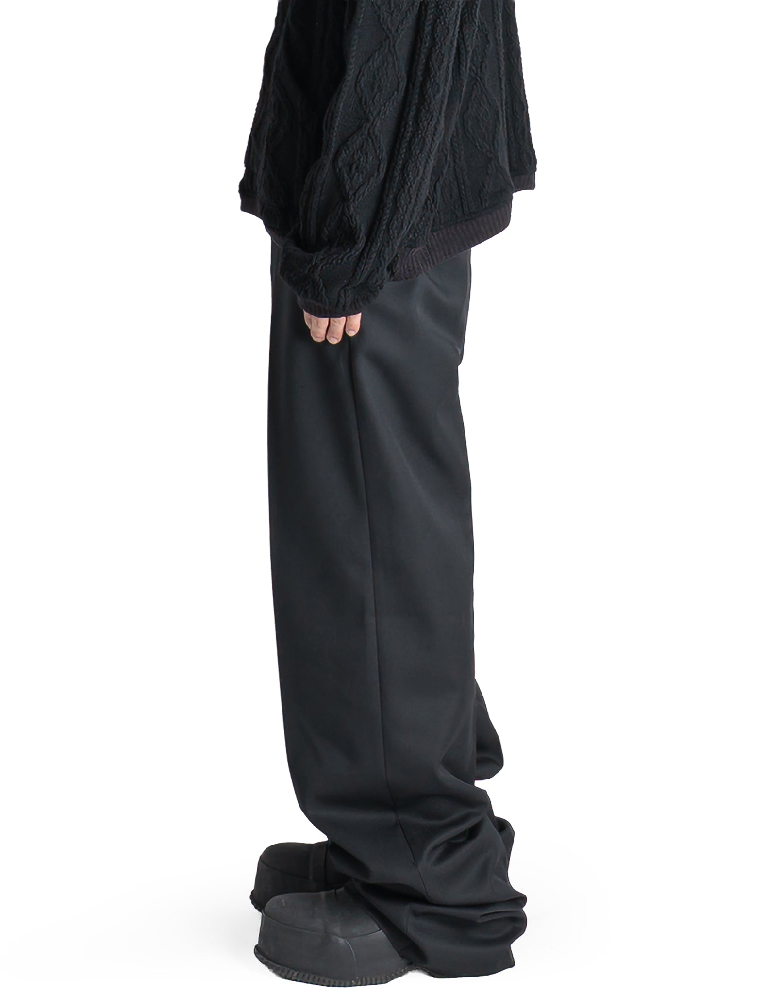 JOHN LAWRENCE SULLIVAN - WOOL GABARDINE WIDE TROUSERS - 082plus