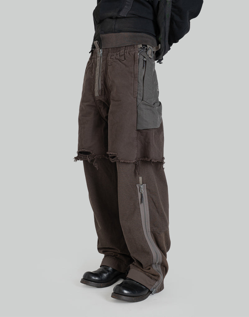 HAMCUS - SUM / Laborer‘s Faux-Layered Distressed Sweats - 082plus