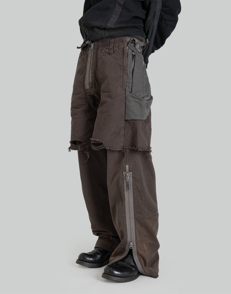 HAMCUS - SUM / Laborer‘s Faux-Layered Distressed Sweats - 082plus