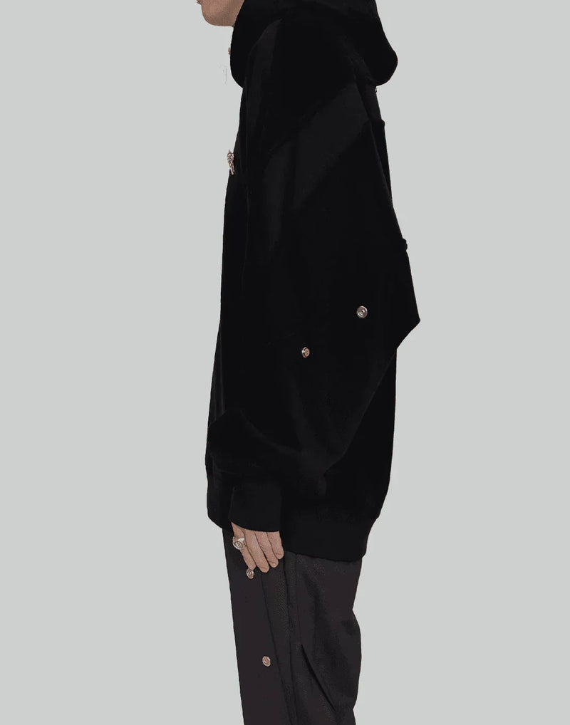 C2H4 - “Future Yacht Club” CONTRAST PANELLED SNAPPED HOODIE - 082plus