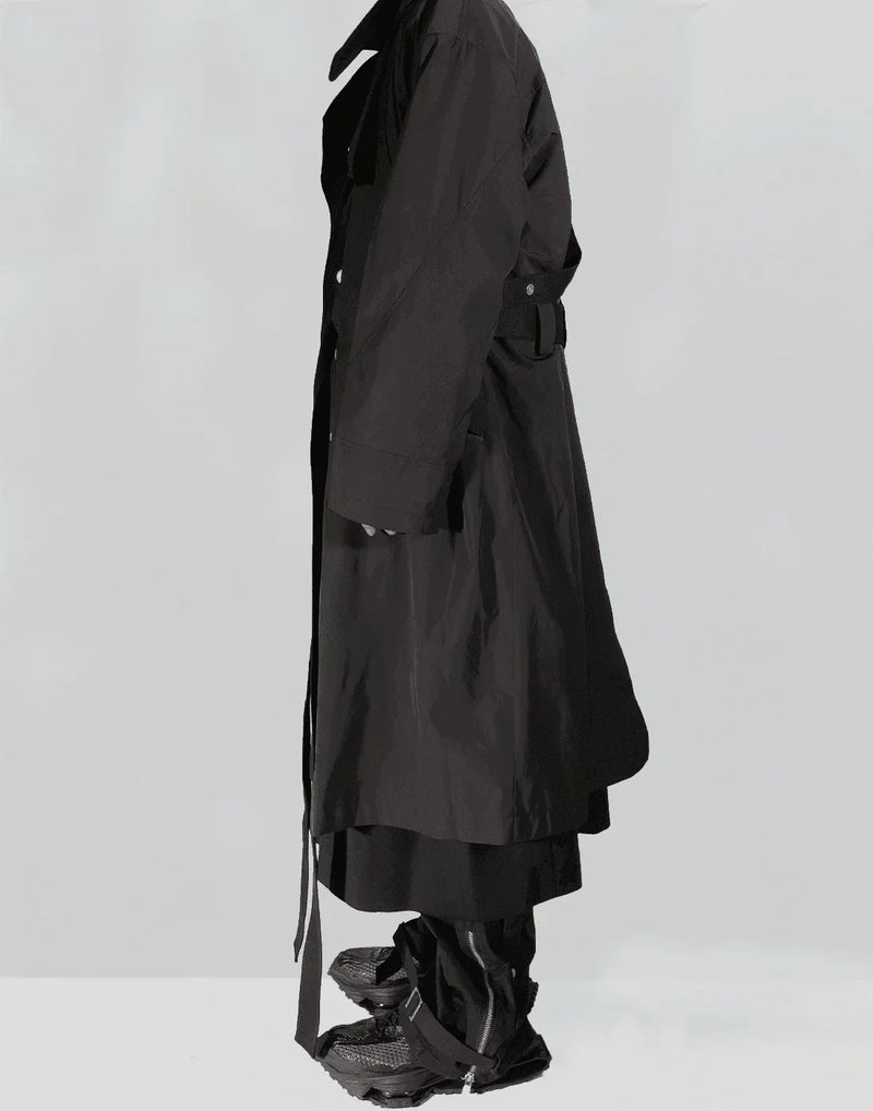 C2H4 - LAYERED SCULPTURE FORM TECH-TRENCH COAT - 082plus