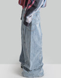 FENG CHEN WANG ASYMETRIC WIDE LEG JEANS WITH PANEL REMAKE - 082plus