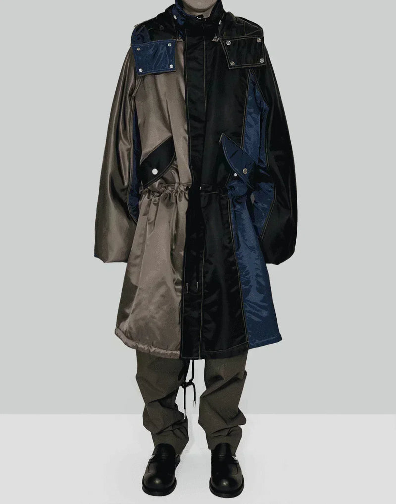 FENG CHEN WANG - CONTRAST COLOUR HOODED COAT - 082plus