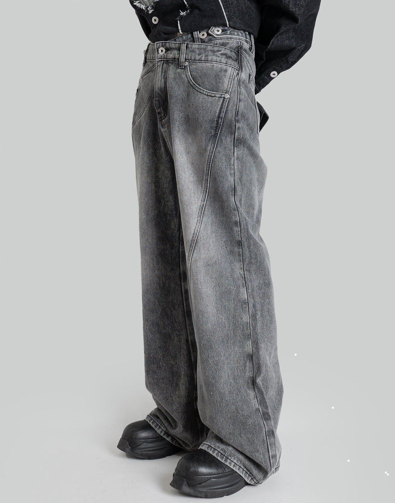 FENG CHEN WANG - CROSS WAISTBAND STRAIGHT LEG JEANS - 082plus