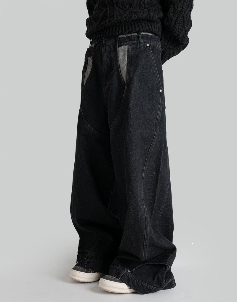 FENG CHEN WANG - DECONSTRUCTED CHAPS JEANS TROUSERS - 082plus