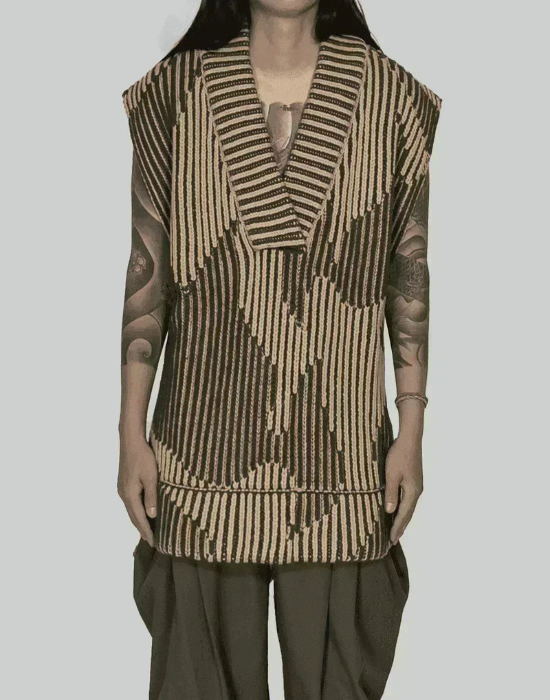 FENG CHEN WANG - JACQUARD OVERSIZED VEST - 082plus