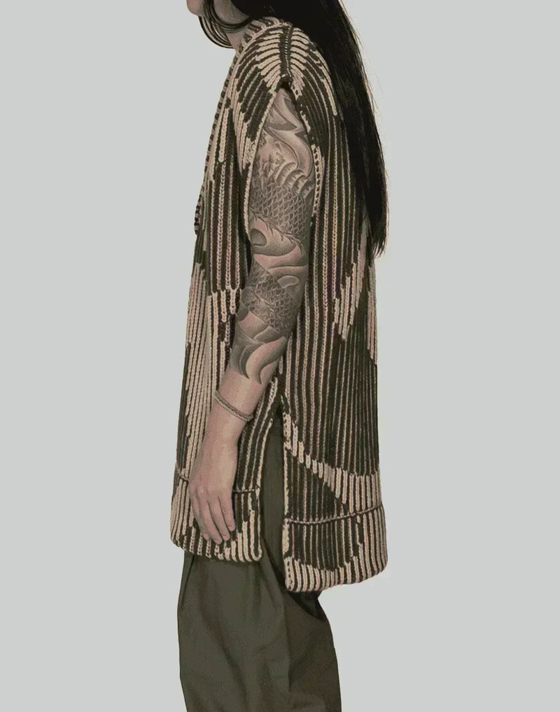 FENG CHEN WANG - JACQUARD OVERSIZED VEST - 082plus