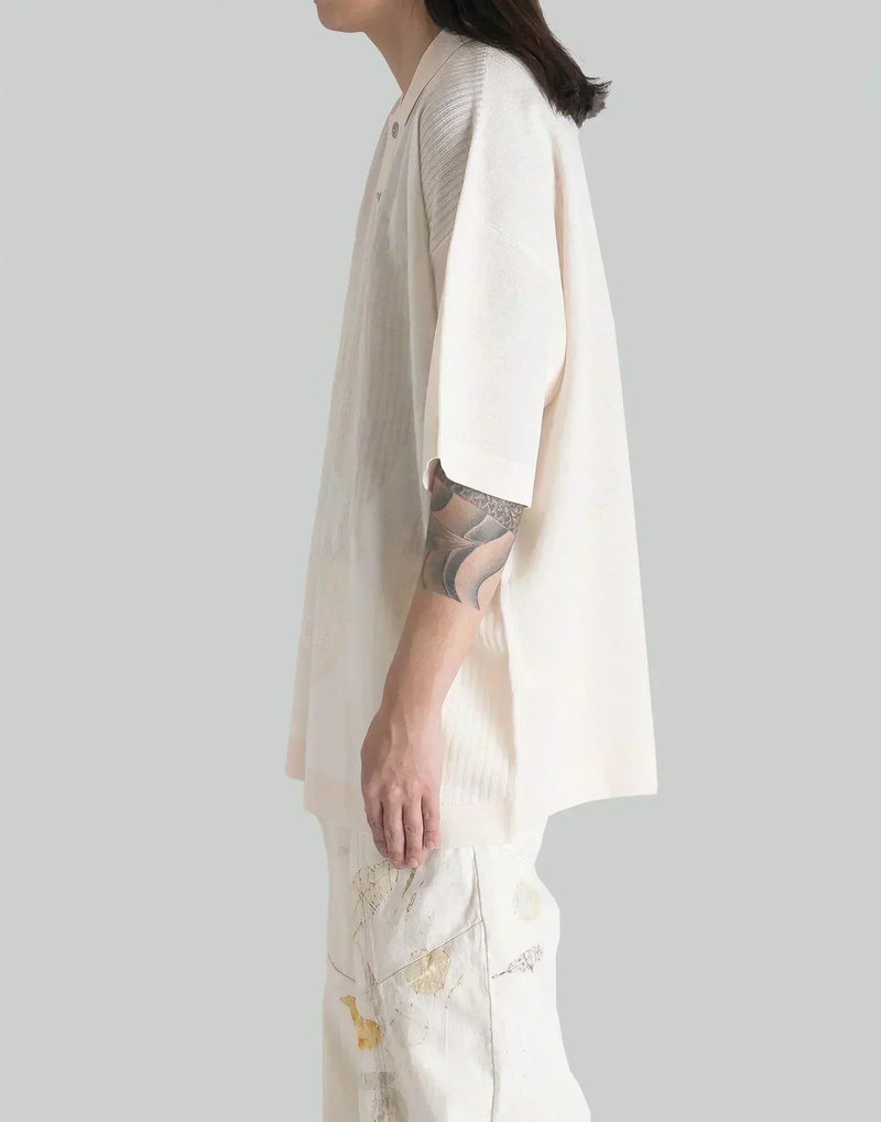 FENG CHEN WANG - KNIT POLO WITH PHOENIX PATTERN - 082plus