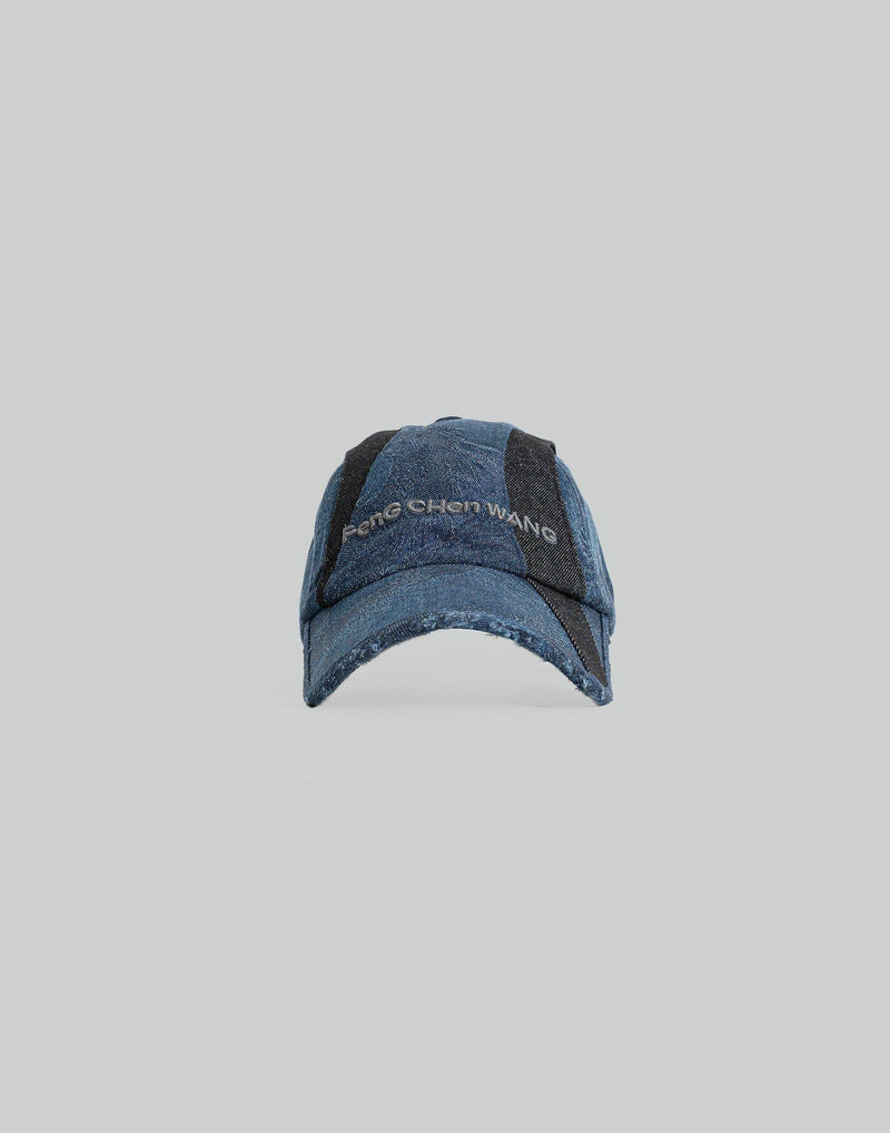 FENG CHEN WANG - NAVY DRAGON PATTERN DENIM PATCHWORK CAP - 082plus