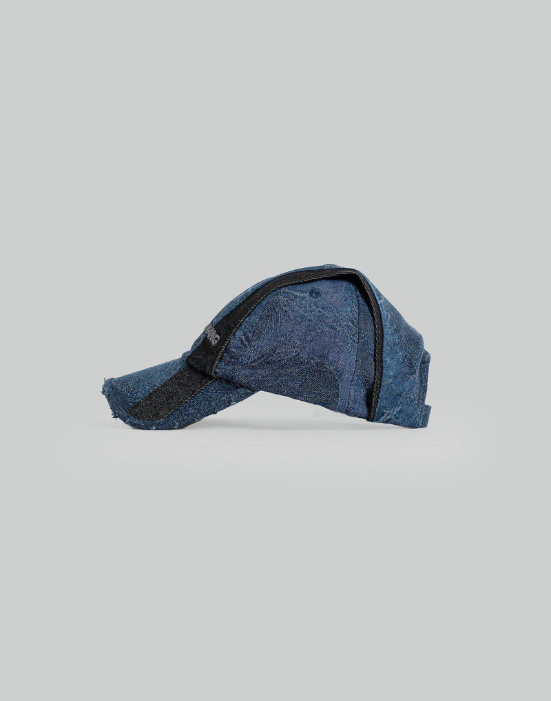 FENG CHEN WANG - NAVY DRAGON PATTERN DENIM PATCHWORK CAP - 082plus