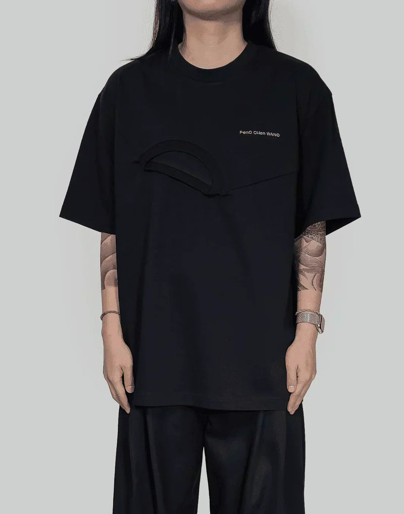 FENG CHEN WANG - PANELLED COLLAR T-SHIRT - 082plus