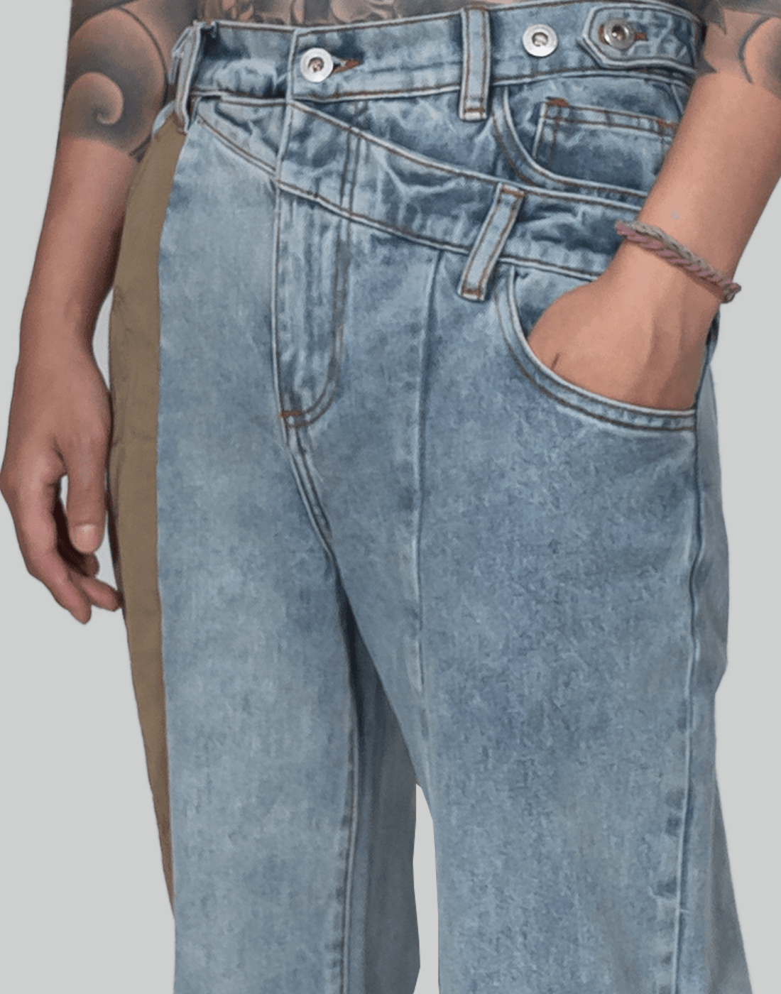 FENG CHEN WANG PHOENIX EMBROIDERY PANELLED JEANS - 082plus