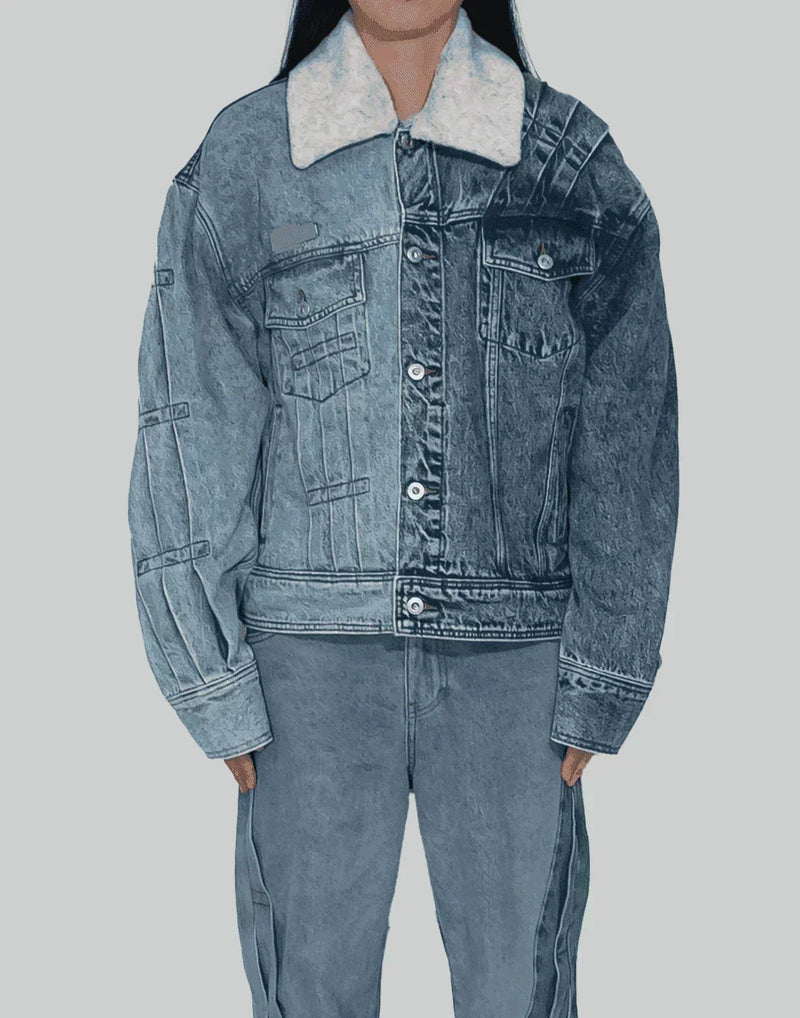 FENG CHEN WANG - PLEATED DENIM JACKET - 082plus