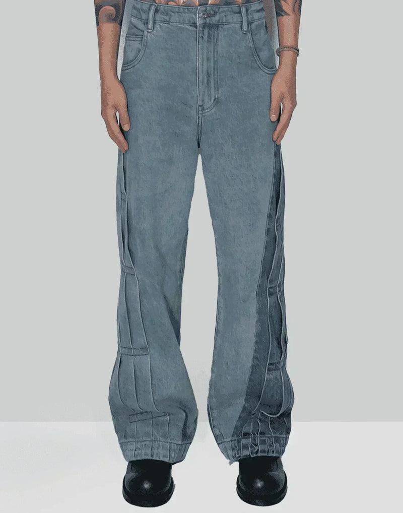FENG CHEN WANG - PLEATED DENIM JEANS - 082plus